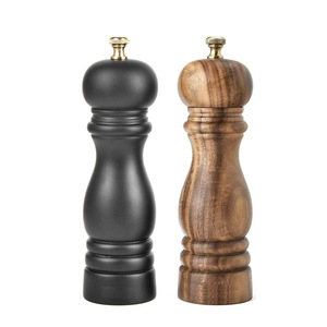 7 "Premium ahşap tuz ve karabiber değirmenleri öğütücü seti ayarlanabilir seramik çekirdek ve rustik akasya ahşap standı - Product Image 1