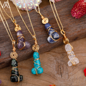 Pha Lê Dương Vật Reiki Chakra Pendant Vàng Vòng Cổ, DIY Thủ Công Mỹ Nghệ Dây Bọc Đá Phallus Dây Chuyền Nữ Trang Sức - Product Image 5