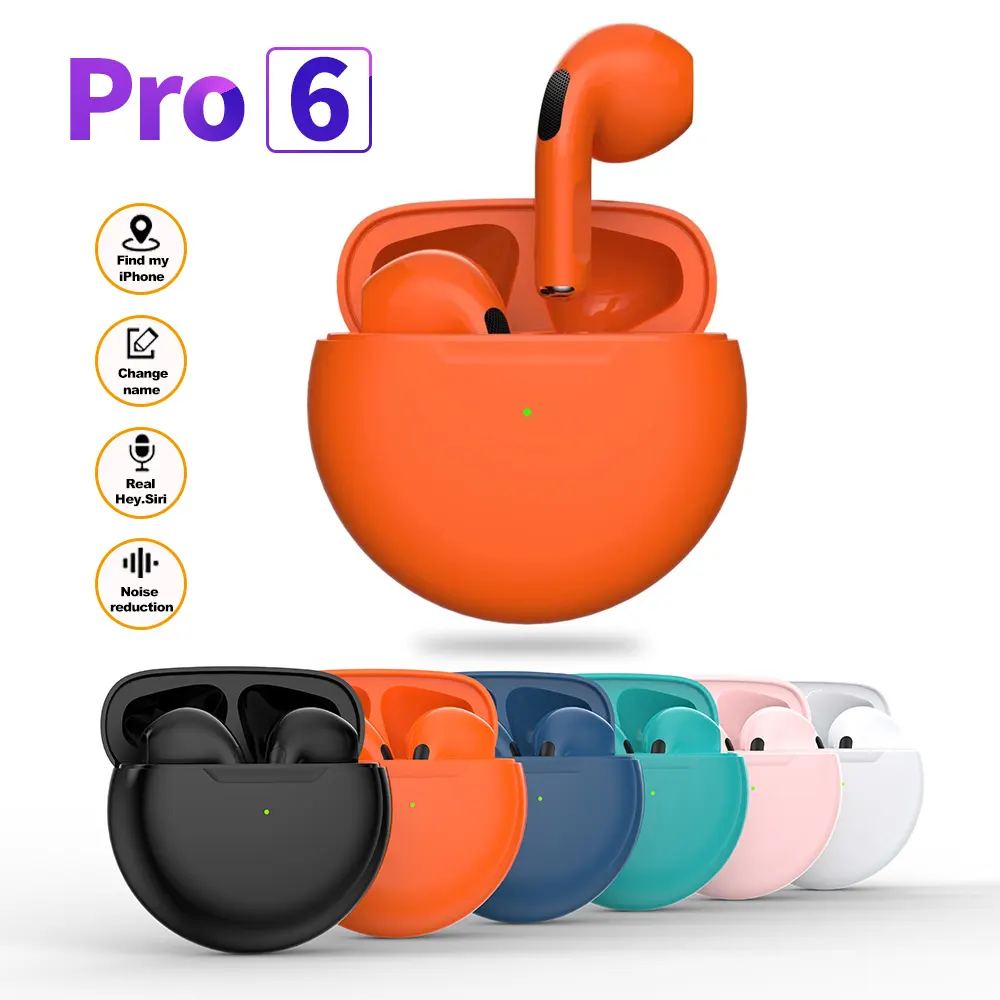 Pro6 Special Design And New Colorful Blue Tooth Headphones Super Sound Bass Mini Earphones Wireless Earbuds Tws Pro 6