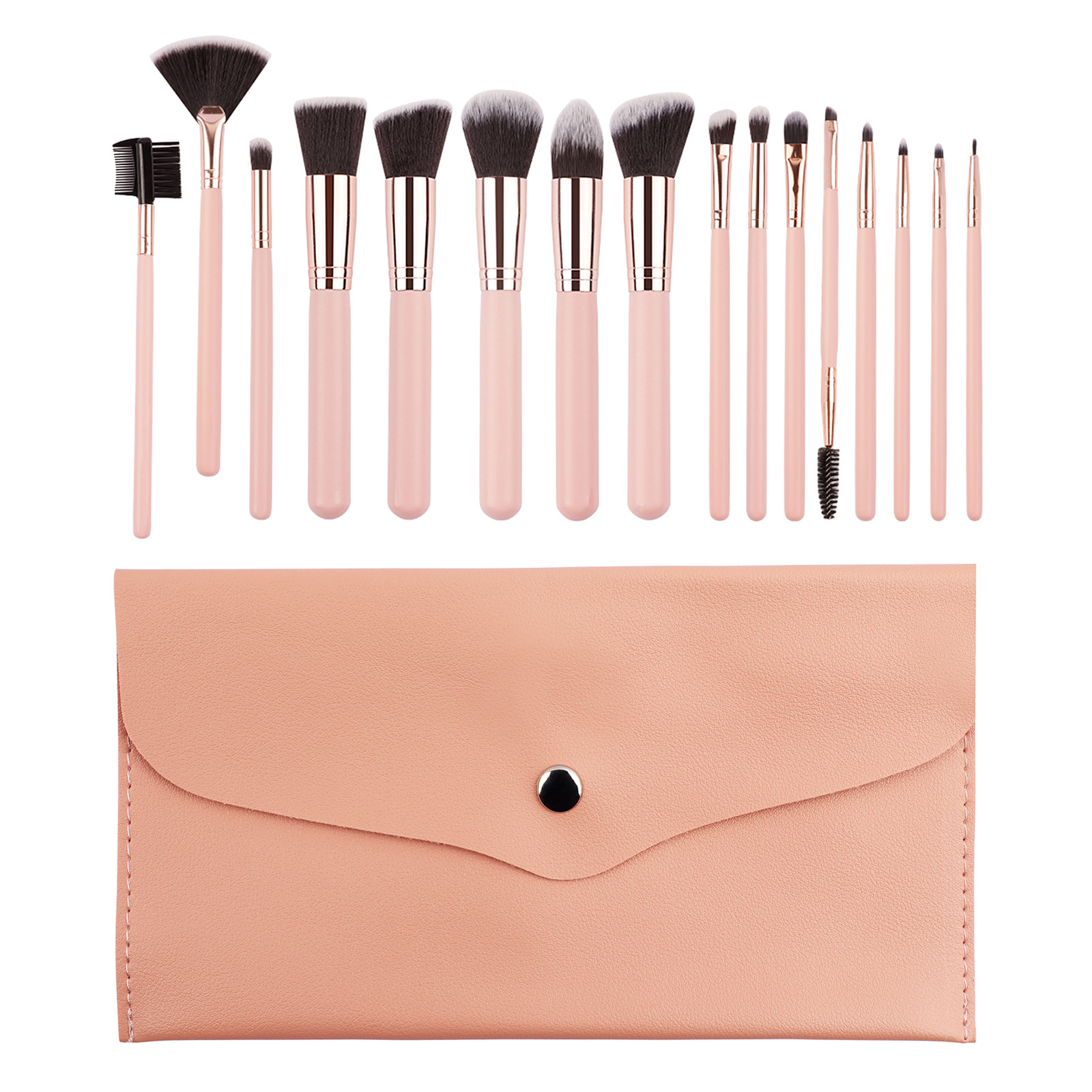 16 pièces rose + emballage en cuir rose