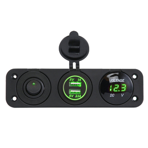 DC 12 <strong>V</strong> 24 <strong>V</strong> Multi Function Car <strong>Charger</strong> With USB and Digital Voltage Meter and 12v Power Socket for Car Marine Boat Ship - Product Image 1