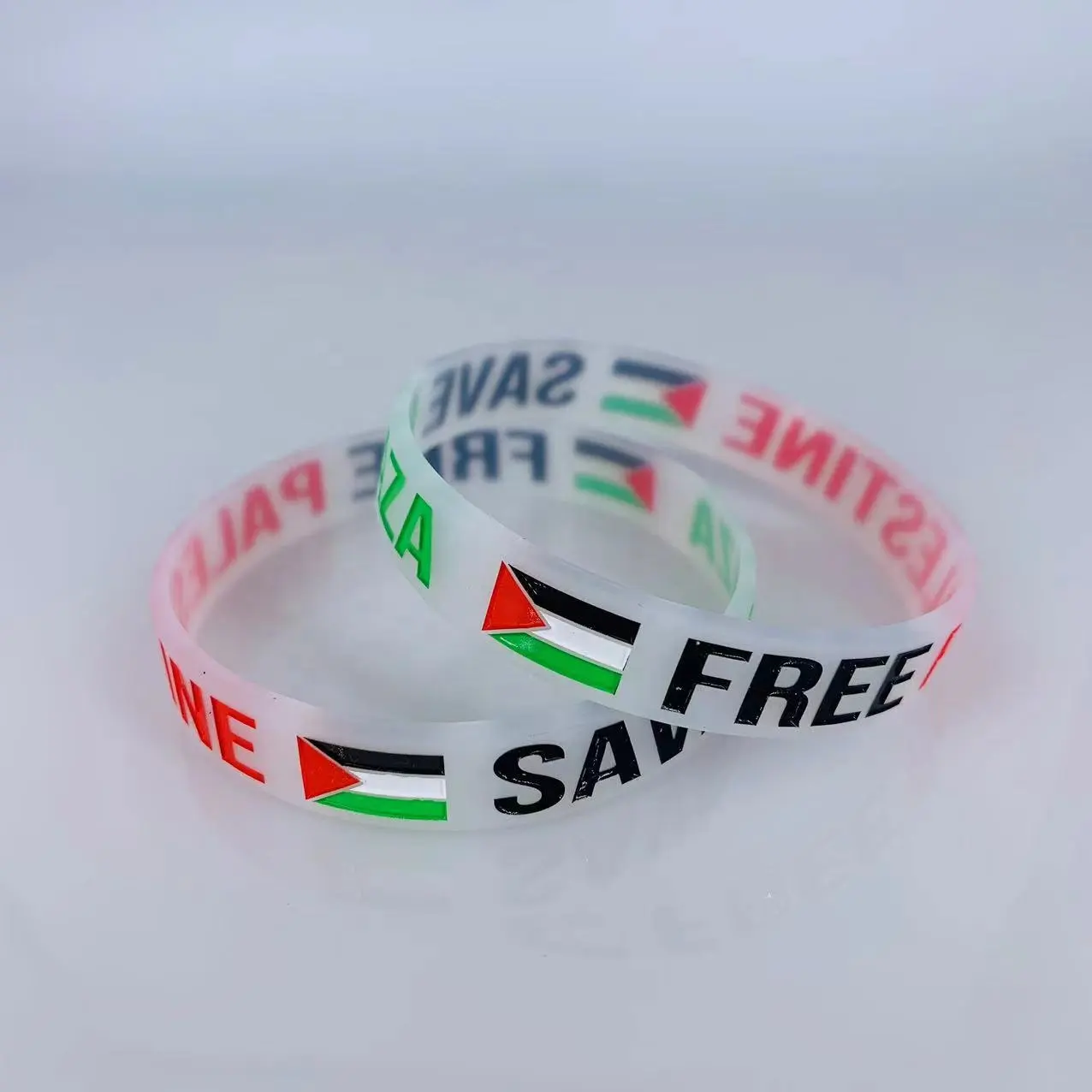 Stock gaza in gomma Silicone palestina bandiera bracciale all'ingrosso in silicone palestin braccialetto