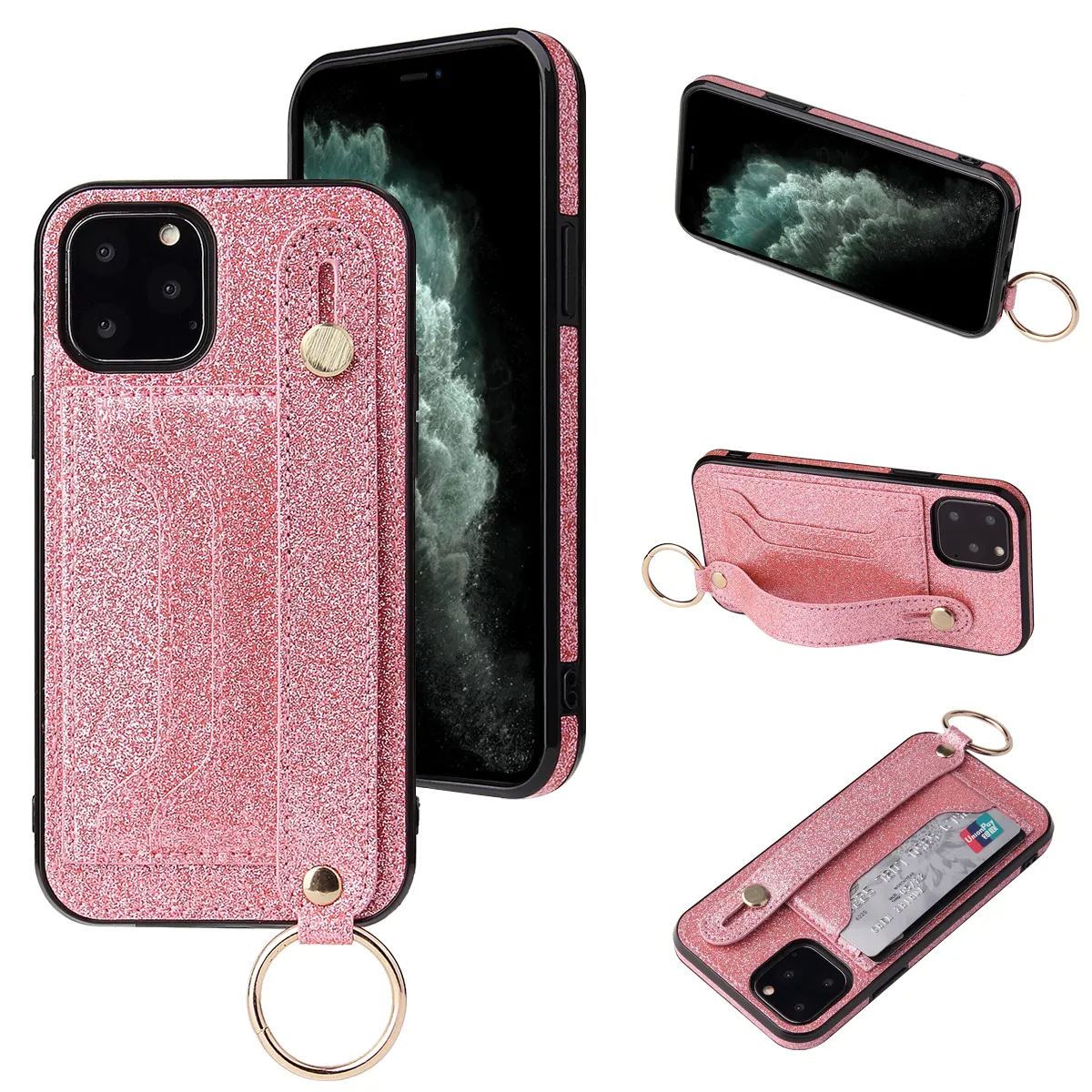 Custodia IVANHOE per iPhone 12 11 Pro Max XS XR 6 6S 8 7 Plus Flip Leather Book Glitter Bling Cover per iPhone11 8Plus custodia per telefono