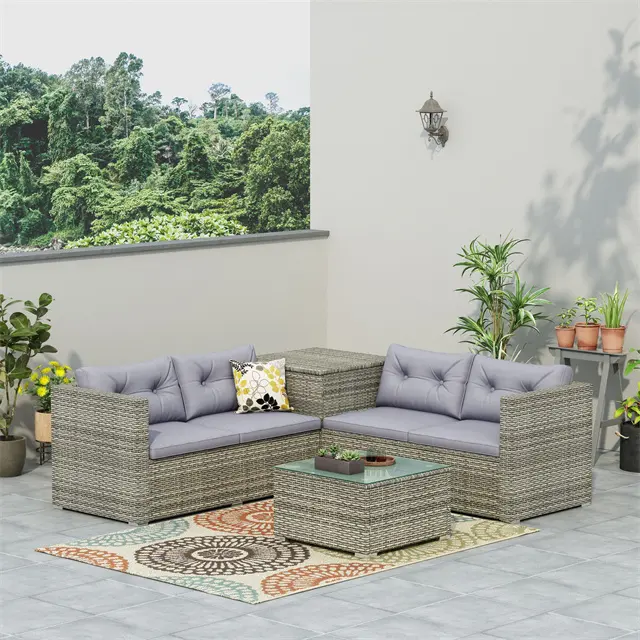 All Weather Luxury Leisure Lounge wicker outdoor furniture sets rattan patio fabric comfort living room sofa