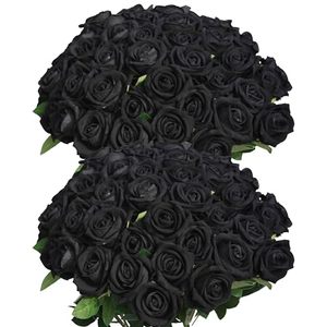 Hoa Nhân Tạo Hoa Hồng Đen, Hoa Lụa Dài Thân Cây Nhân Tạo Hoa Hồng Đen Cho Halloween Nhà Wedding Party Trang Trí - Product Image 2