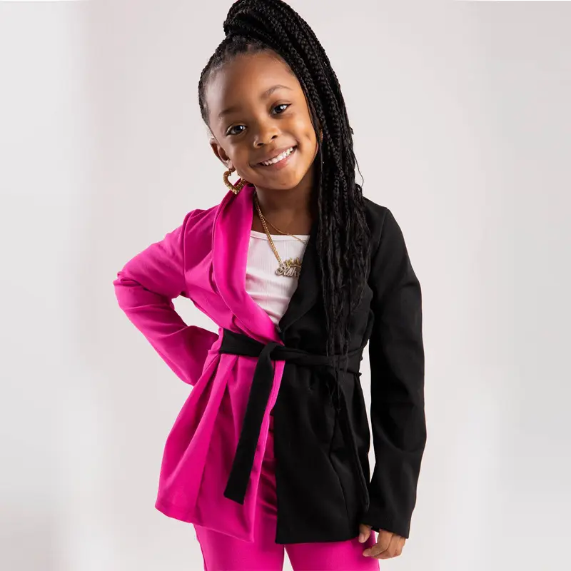 Abbigliamento per bambini ragazza nuova moda abito a maniche lunghe abbinato al colore 2 pezzi Set per vestito primaverile per bambini