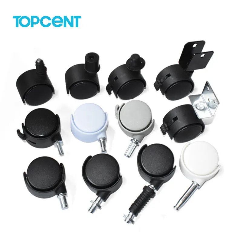 TOPCENT-ruedas de nailon para muebles, rueda de plástico de 1,5/2 pulgadas, 30mm, 40mm y 50mm, venta al por mayor