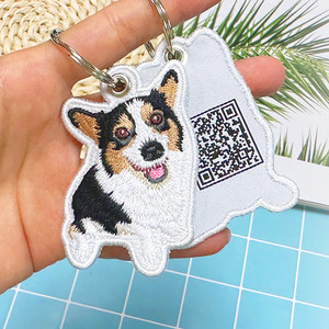 Tùy chỉnh quần áo phụ kiện thiết kế của riêng bạn thêu thêu thẻ với mã QR cho Bông tai Keychain vá kẹp tóc - Product Image 5