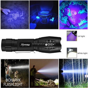 Alonefire X015 2 в 1 T20 + УФ 395nm светодиодный фонарик Ультрафиолетовый детектор мочи домашних животных с пятна волокна руды и железными скорпионами функция масштабирования фонарь - Product Image 4