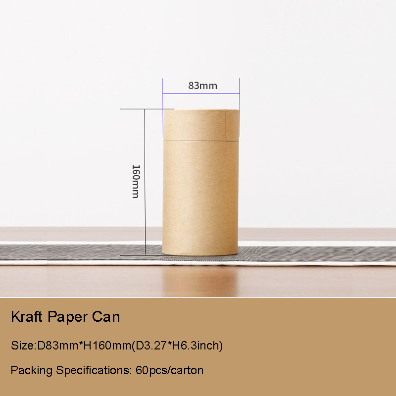 3- Tubo in Carta Kraft Marrone Completo D83*H160mm