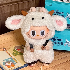 Labubu Series 17cm Baby Clothes Lamb Overalls Suit First Second Generation Wearable Animation <strong>Derivatives</strong> Frozen Dress-Up Doll - Product Image 2