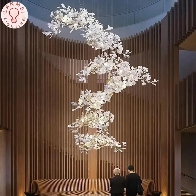 Lustre de branche de restaurant personnalisé, lustre en céramique pour escalier de villa par le fabricant