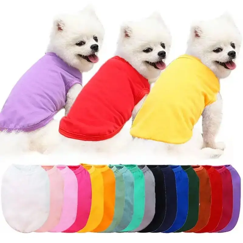 Vendita calda all'ingrosso a buon mercato multicolore cotone semplice Pet cane di raffreddamento estate t-shirt gilet economici per animali domestici per cani