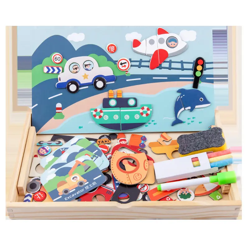 Puzzle gioco per bambini tavolo da disegno educazione della prima infanzia Puzzle animali in legno fai da te Puzzle magnetici per bambini giocattoli Art FREE