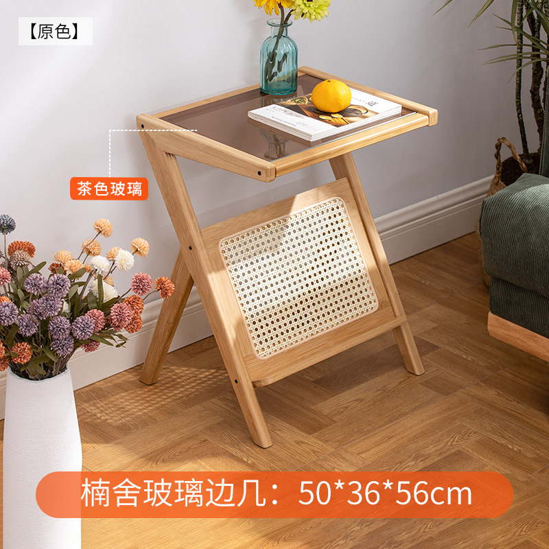 โต๊ะข้าง Nanshe ยาว 50 ซม. สีดั้งเดิม (กระจกสีน้ำตาล)
