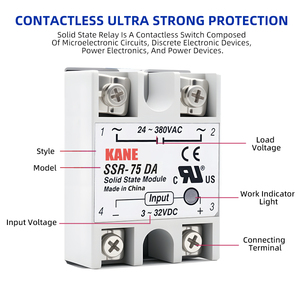 <strong>SSR</strong>-75DA DC to AC 75A FOTEK Solid State Relay Module 3-32V Input DC 24-380V AC <strong>Output</strong> Single Phase for <strong>PID</strong> <strong>Temperature</strong> <strong>Control</strong> - Product Image 3