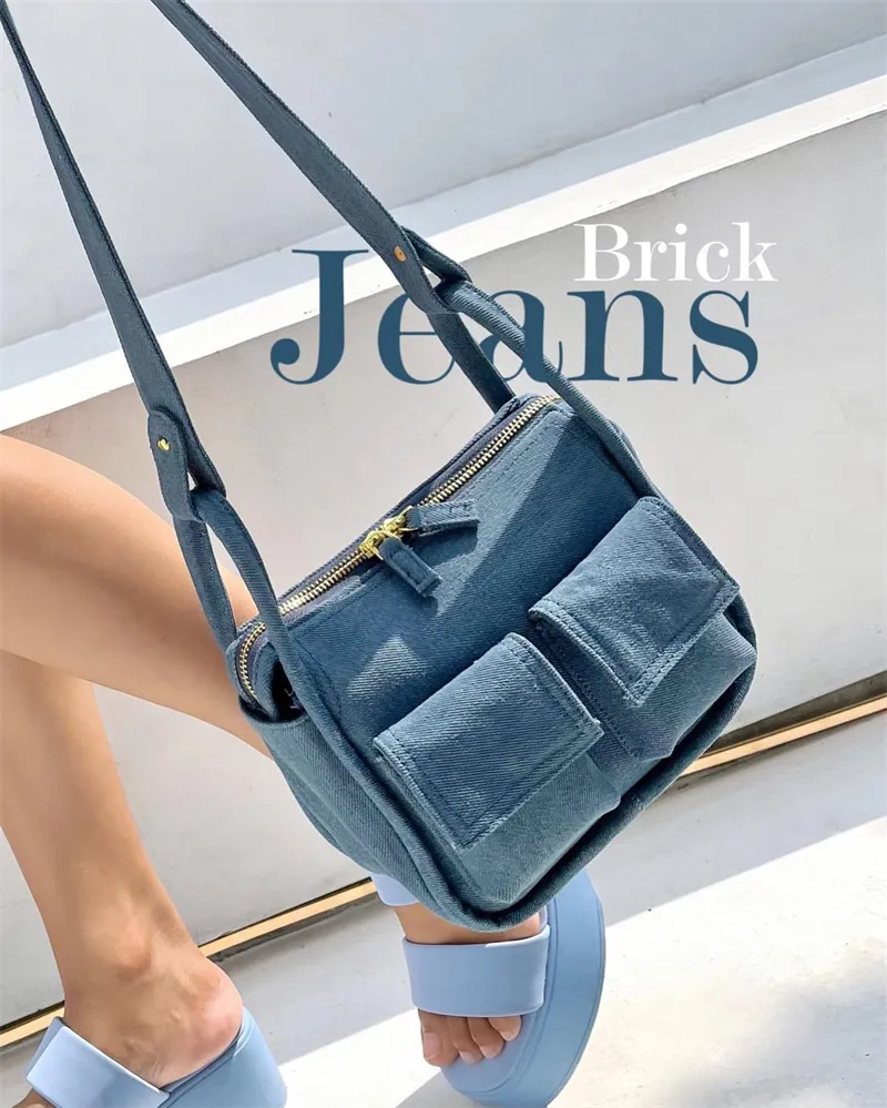 Mới đến axit rửa người đàn ông denim túi 2023 Hot Bán phụ nữ Vai Túi Messenger Túi