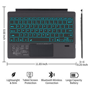 带触摸板的无线键盘7色背光充电电池可拆卸键盘，适用于微软Surface Pro 3/4/5/6/7/7 + - Product Image 5