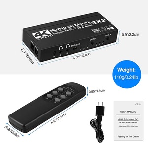 Extractor de Audio HDMI2.0b, 4K HDMI Matrix 3x2 3 en 2, conmutador de vídeo, divisor, compatible con HDCP2.2