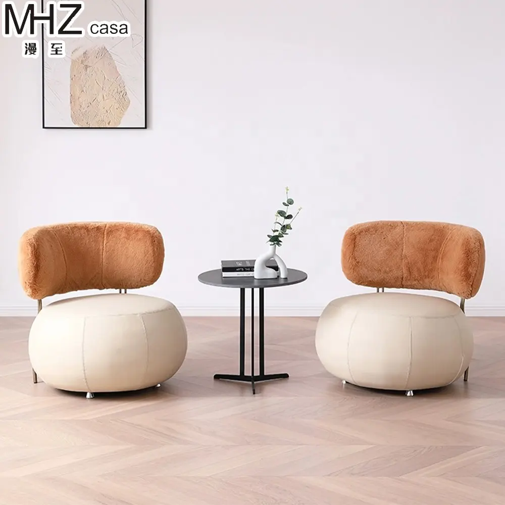 MHZ casa 5 성급 호텔 로비 라운지 의자 싱글 귀여운 게으른 boucle 패브릭 의자 거실 라운지 공간 작은 소파 의자
