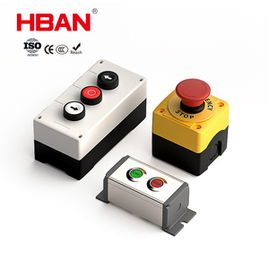 Caixa de Botão de Parada de Emergência à Prova d'Água HBAN com Sinal Vermelho e Botão de Pressão Tipo Cogumelo - Product Image 1