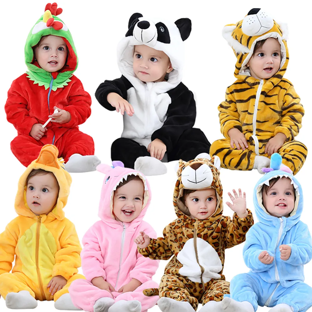 Hooded new born baby pajamas jumpsuit animal newborn toddle clothes winter romper