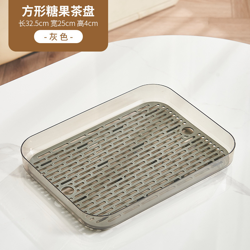 Assiette carrée bonbons et fruits (gris)