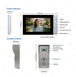 Trudian 7 "Home LCD Touch Screen Vídeo Porta Telefone Remoto À Prova D' Água IP65 Home Video <span class=keywords><strong>Intercom</strong></span> Electronic Door Opening <span class=keywords><strong>System</strong></span>