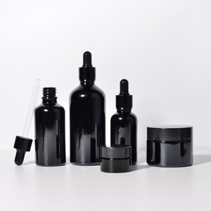 Özel lüks 5ml 10ml 15ml 20ml 30ml 50ml 100ml 1oz parlak siyah uçucu yağ serum cam damlalık şişe kutusu ile - Product Image 6