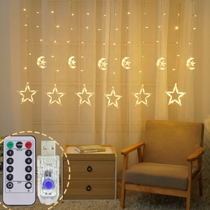 Christmas moon star LED fairy light luce per tende da finestra azionata tramite USB per la decorazione di nozze