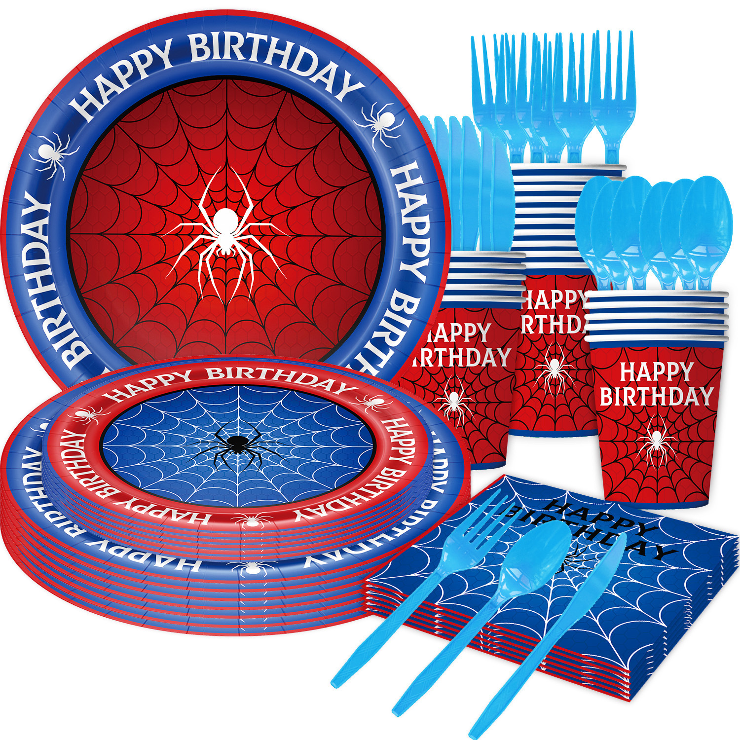 set 7 pezzi blu rosso