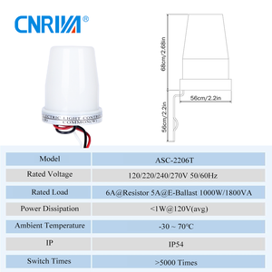 CNRIYA açık gece lambası kontrolü otomatik anahtar 6A fotoelektrik ayarlanabilir sensörlü ışık anahtarı - Product Image 3