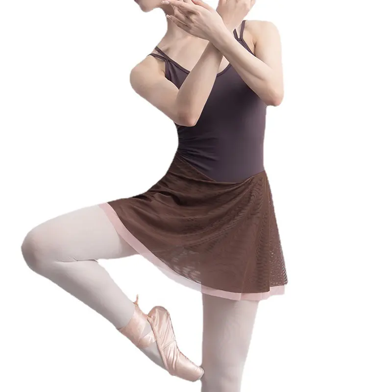 Yetişkin bale eğitimi tek parça örgü etek uygulama performans önlük dans eteği gazlı bez öğretmen kısa etek kadın