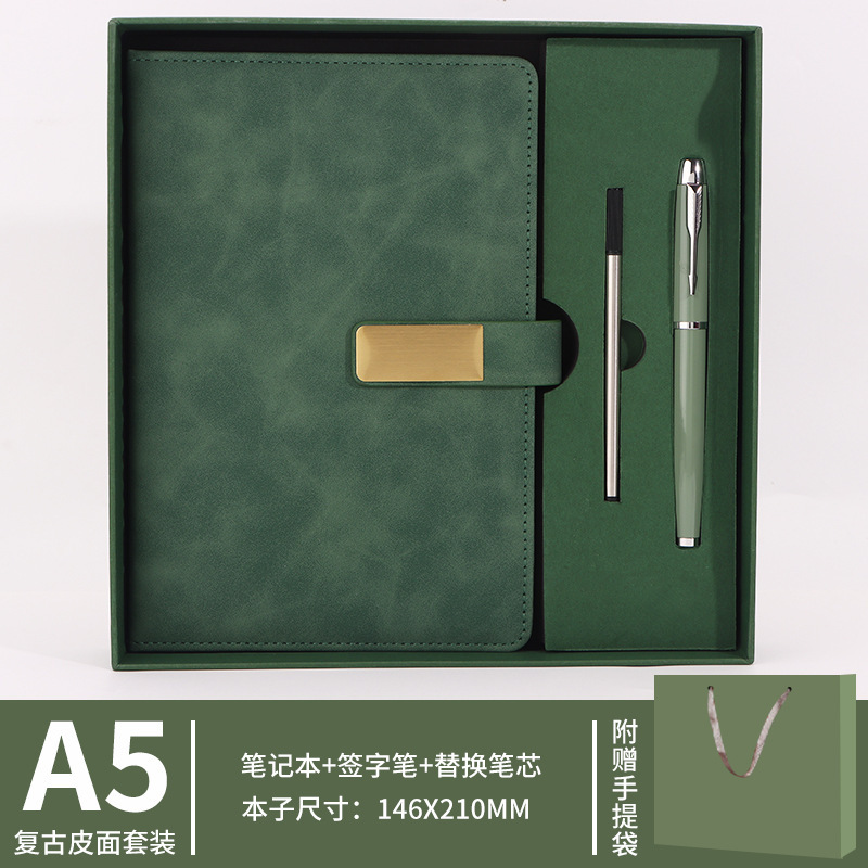 Juego de bolígrafos A5 verde militar