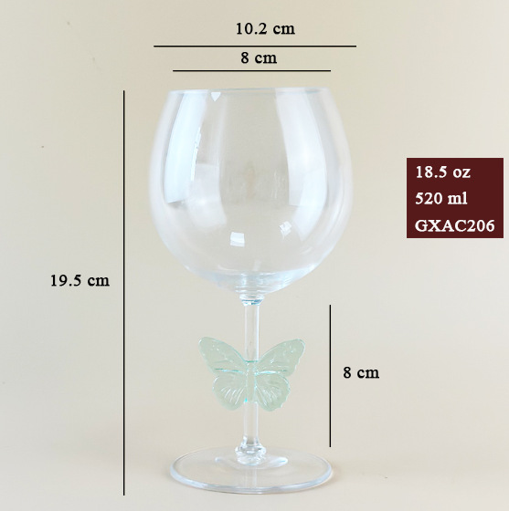 Butterfly midpillar wine glass