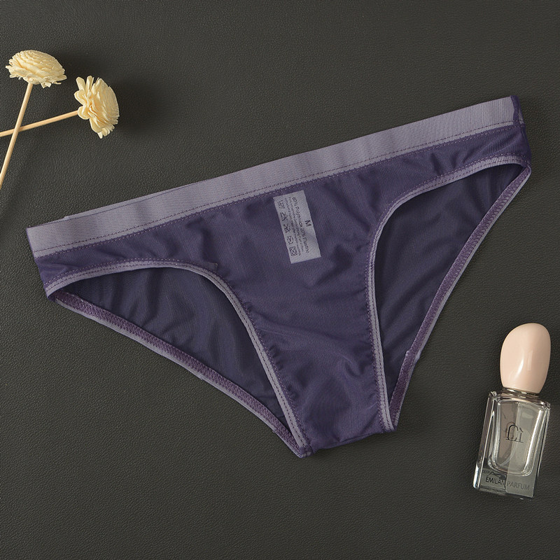 Purple Triangle Briefs See Through Underwear