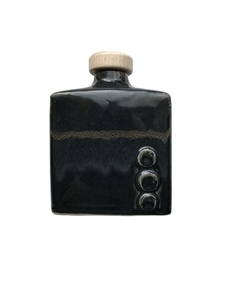 Handmade Ceramic Flask with Wood Topped Cork Stopper Spirits Wine Bottle Perfect for Sharing a <strong>Nip</strong> of a Favourite Beverage 8oz - Product Image 1