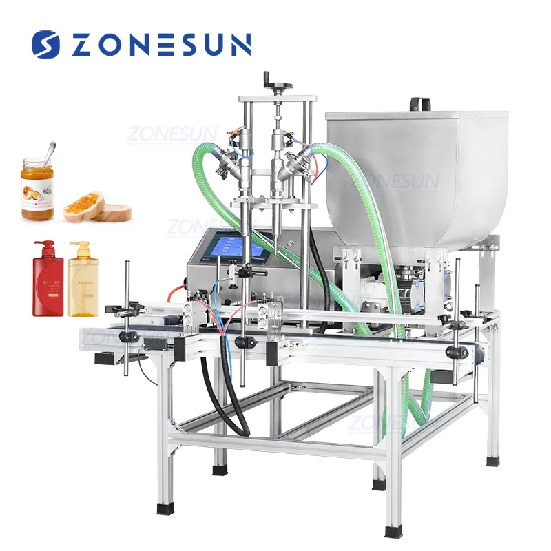 ZONESUN ZS-DTGT900U2 Desktop automatico doppia testa rotore pompa Gel doccia crema per il corpo macchina di riempimento pasta