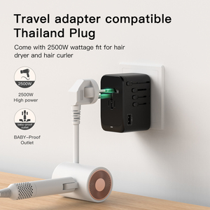 usb dual typ c reiseadapter 35 w ausgang pd schnelles aufladen reise power plug adapter tragbares port-ladegerät alles in einem - Product Image 4