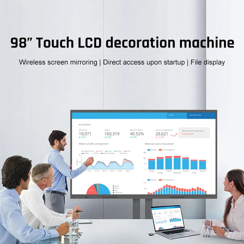 Máquina inteligente de conferência multifuncional com tela LCD de cristal líquido 98 polegadas, equipamento educacional para ensino, equipamento multimídia