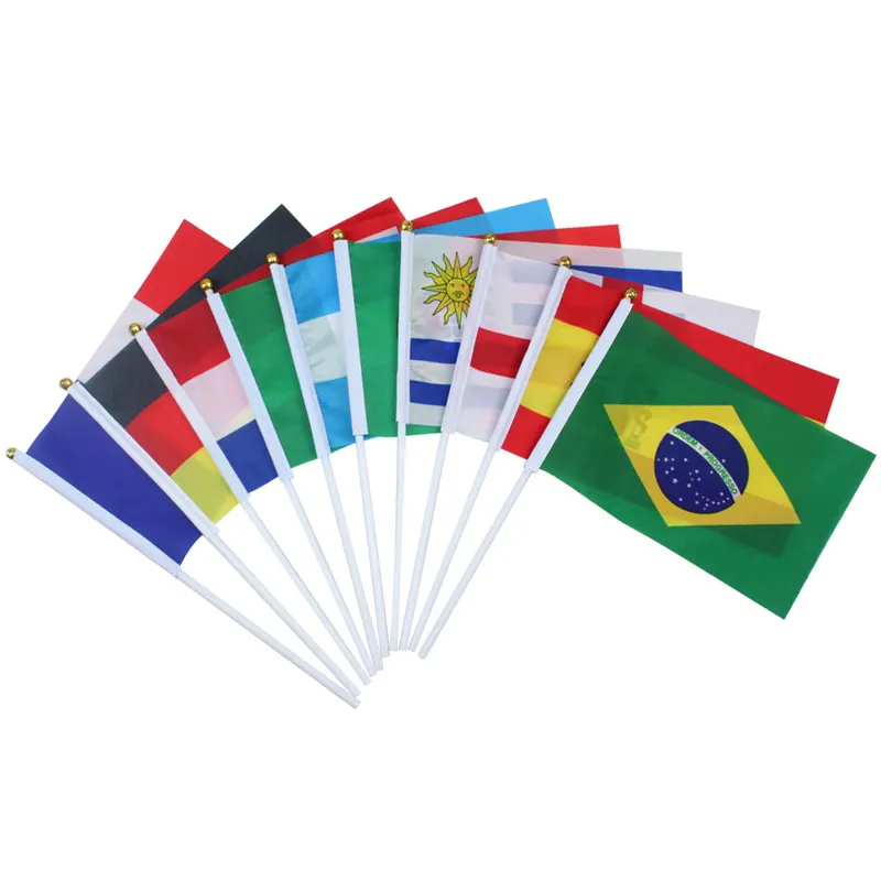 Nuoxin personalizzato qualsiasi Logo bandiera di carta tenuta a mano con palo di plastica in legno