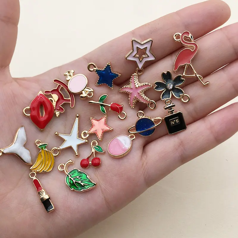 High Quality Mix enamel charms tail star Alloy Making charm bracelet earring Jewelry Findings pendant for women