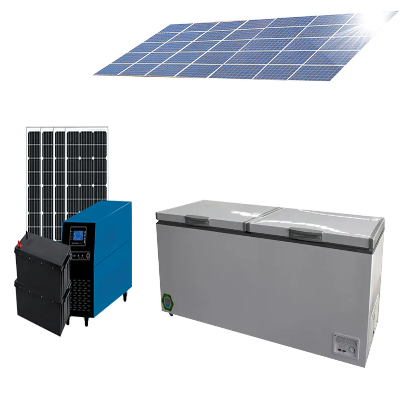 12v dc refrigerador de peito, refrigerador de peito alimentado por energia solar com bateria