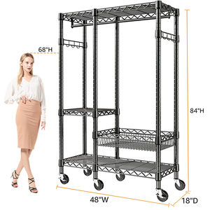 MZG rak gantungan pakaian, 3 lapis baja karbon tugas berat dengan batang dan keranjang Modern untuk penyimpanan pakaian Kamar Tidur - Product Image 1