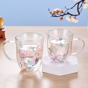 High borosilicate double-layer dry flower glass <strong>cup</strong> for home and office use; latte coffee <strong>cup</strong>. - Product Image 4