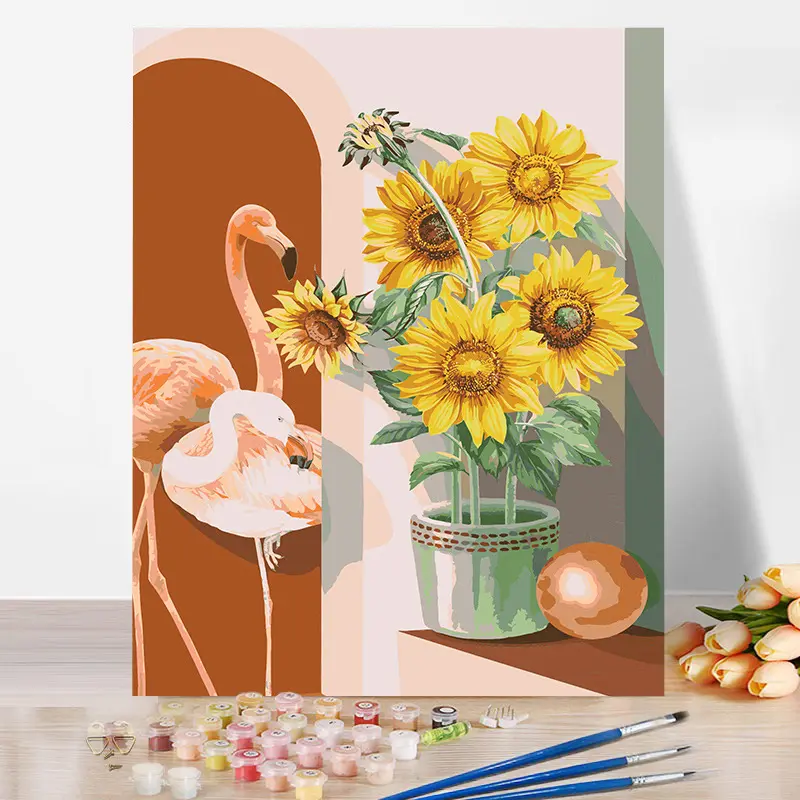 Pintura DIY por números para colorear pintura al óleo pintada a mano pintura Simple sala de estar decoración del hogar girasol DIY regalos