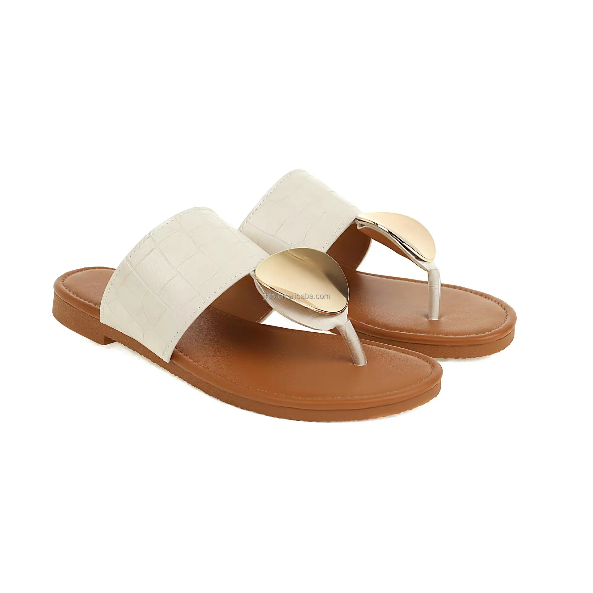 J & h sandálias de praia para verão 2022, recém-chegadas, círculo de metal, chinelos, pelúcias modernas, alta qualidade