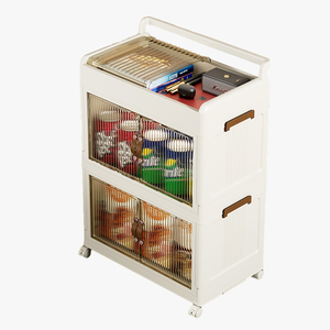 多功能2层正面开口可折叠橱柜文件玩具零食收纳盒带顶盖家用 - Product Image 1