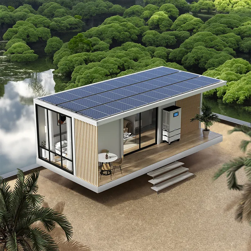 Nuevos diseños Casas prefabricadas de acero y madera Precio de casa prefabricada de contenido completo con panel solar