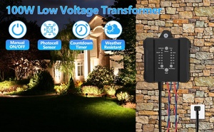 Alimentatore impermeabile a doppia uscita 120V AC a 12V DC 100W trasformatore orizzontale a bassa tensione con sensore fotocellula e Timer - Product Image 2